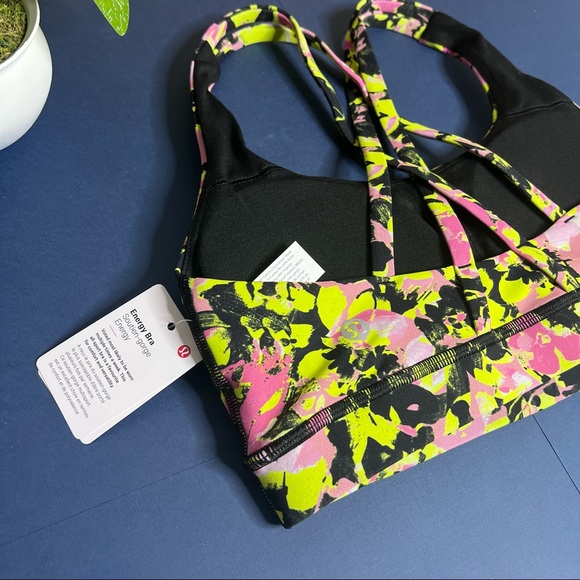 Lululemon Energy Bra Luxtreme NWT Size 4 Inflect Floral Highlight Yellow Multi - Picture 6 of 12